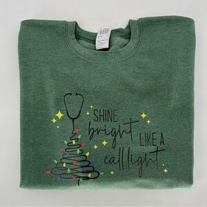 Smart Scrubs Green Sweatshirt with Festive Design